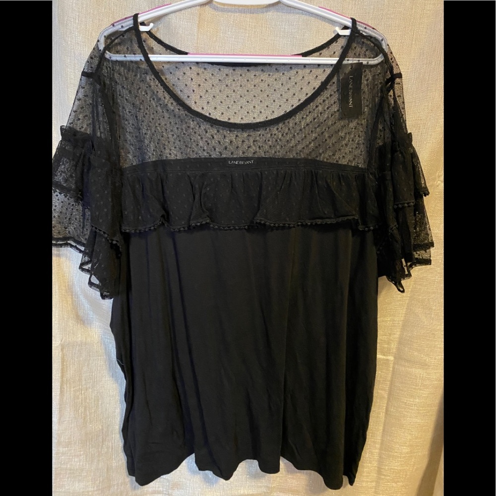 Two (2) Lane Bryant dot mesh tee 26/28 NWT